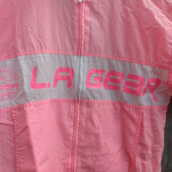 Vintage L.A. Gear Jacket Neon Pink Nylon Windbreaker Baggy Faded Made in U.S.A. - Picture 2 of 9